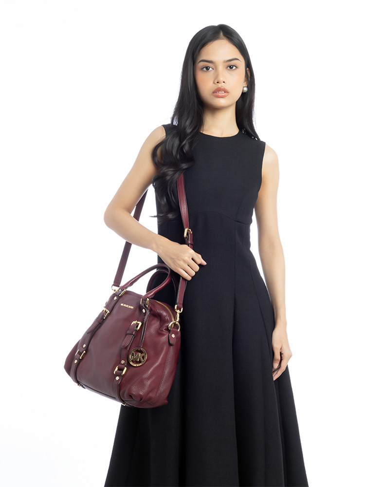 Bedford Legacy Leather Medium Convertible Satchel Maroon