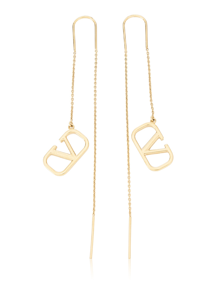 VLogo Signature Drop Earrings Gold