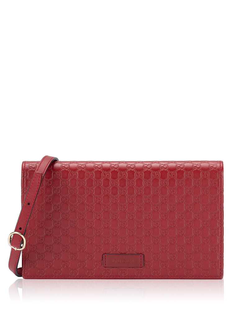 Microguccissima Wallet on Strap Red