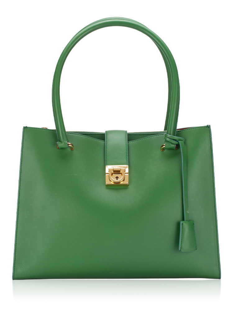 Calfskin Gancini Lock Marlene Medium Tote Amazzonia