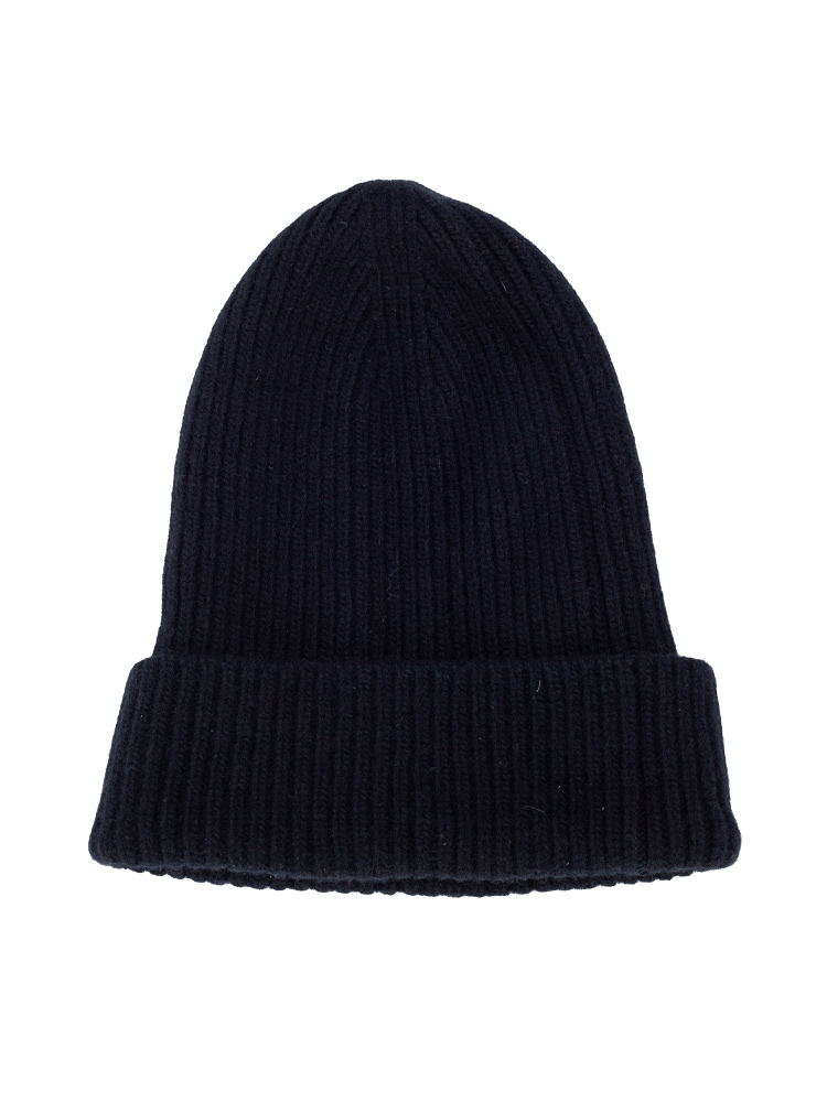 Wool Monogram Headline Beanie Hat Black