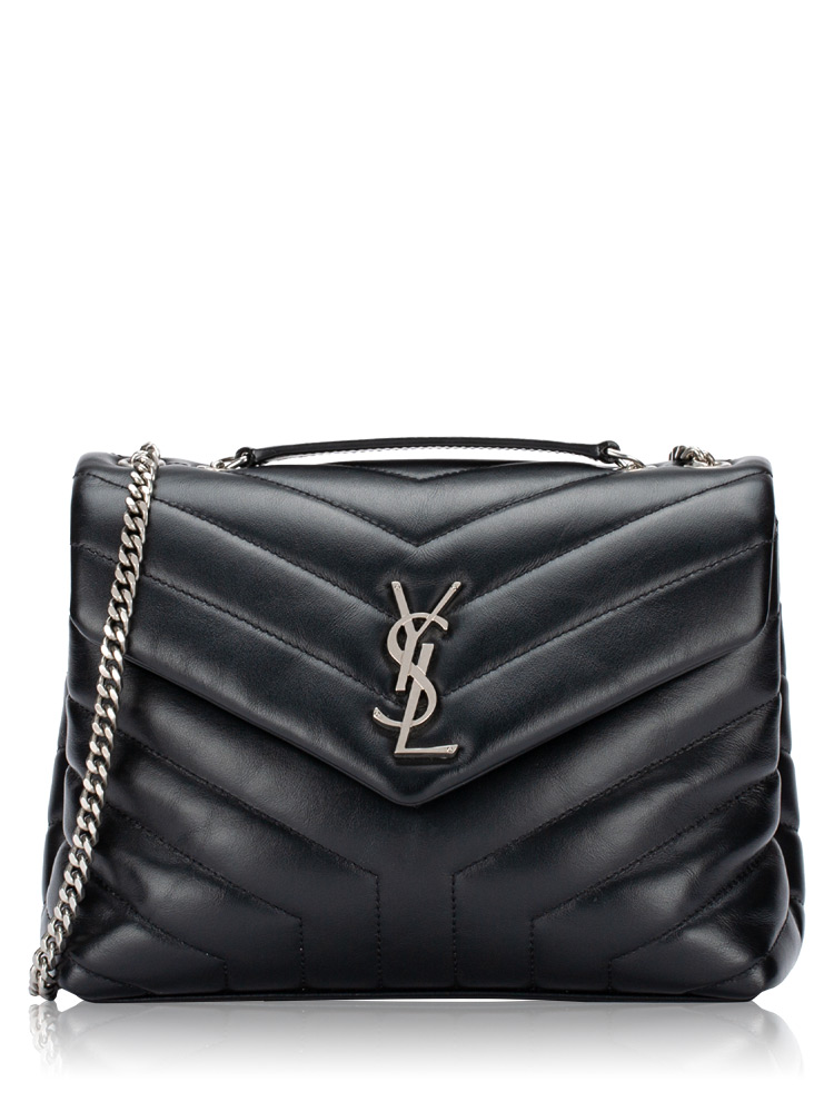 Calfskin Y Monogram Loulou Small Shoulder Bag Black