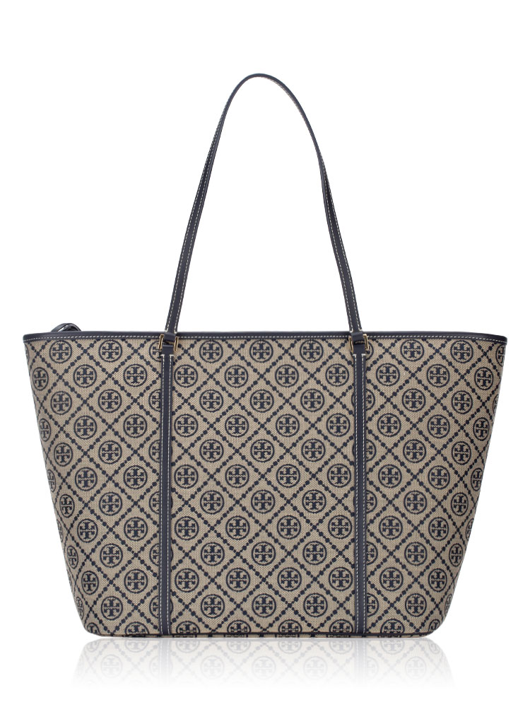 T Monogram Zip Tote Tory Navy