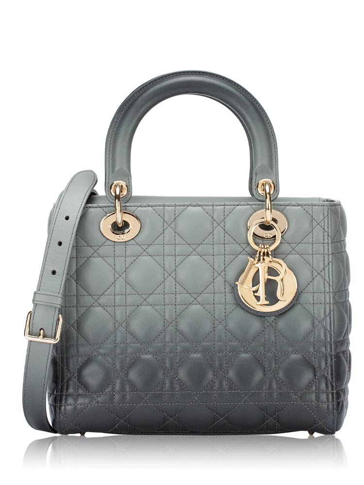 Lambskin Cannage Gradient Medium Lady Dior Grey