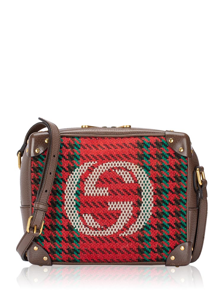 Cotton Wool Houndstooth G Trunk Camera Bag Red Green