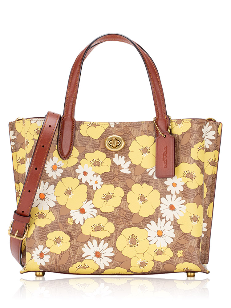 C9721 Signature Willow 24 Floral Tote Tan Rust