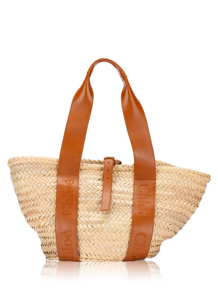 Raffia Sense Medium Basket Bag Caramel