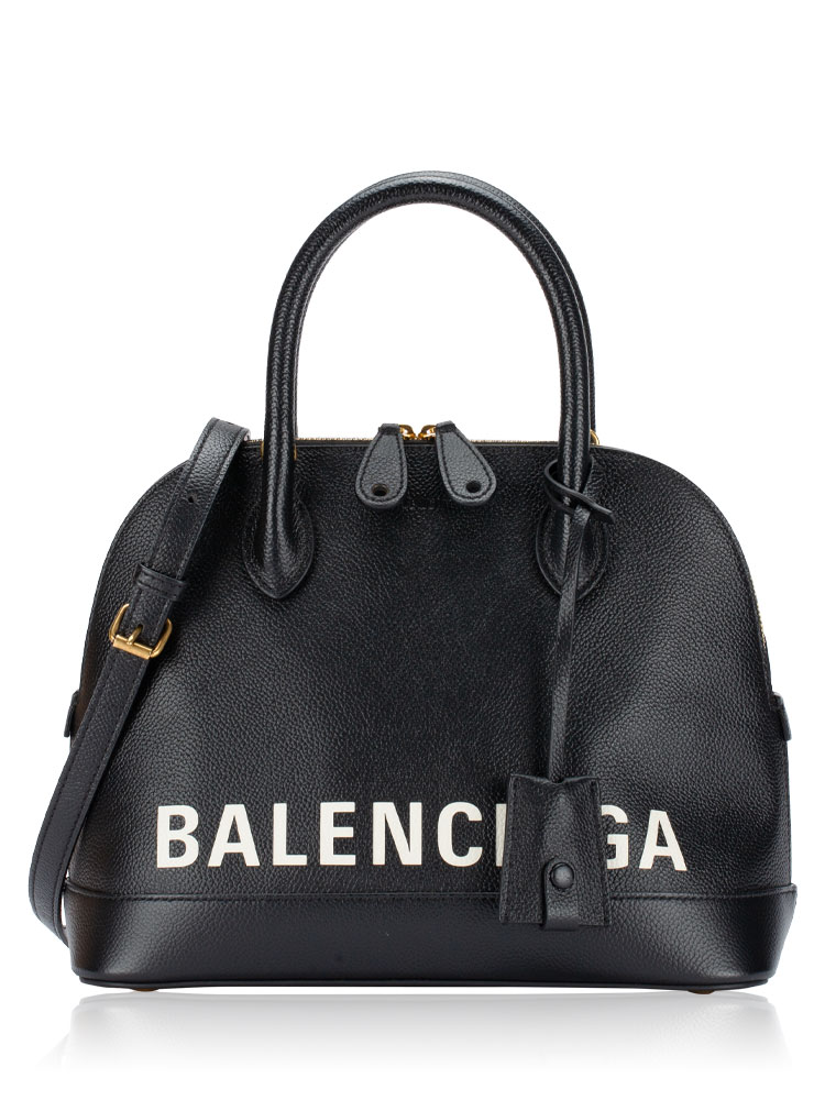 Grained Calfskin Ville Small Top Handle Bag Black