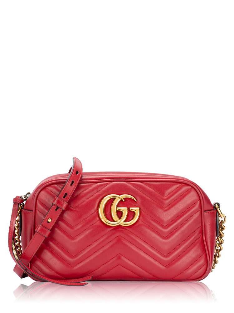 GG Marmont Matelasse Small Camera Bag Hibiscus Red
