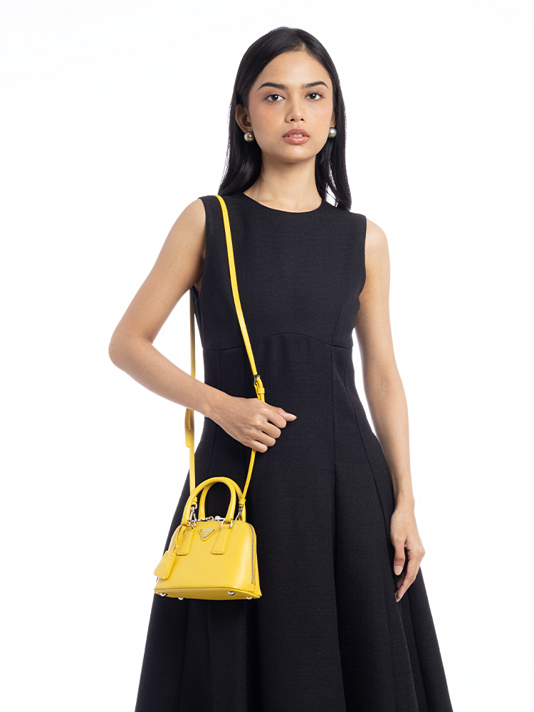 Saffiano Lux Promenade Mini Top Handle Bag Yellow