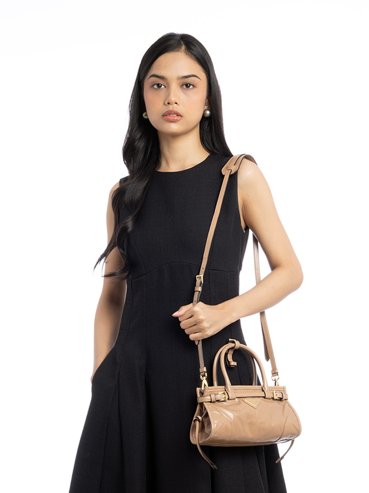 1BA486 Soft Calf Bonnie Mini Shoulder Bag Cammeo