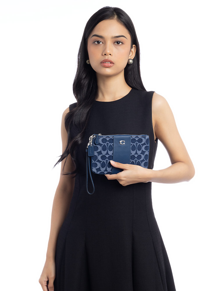 CAT61 Signature Denim Essential Small Wristlet Deep Blue
