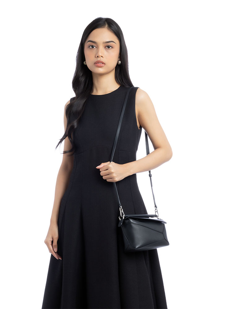 Calfskin Mini Puzzle Edge Bag Black