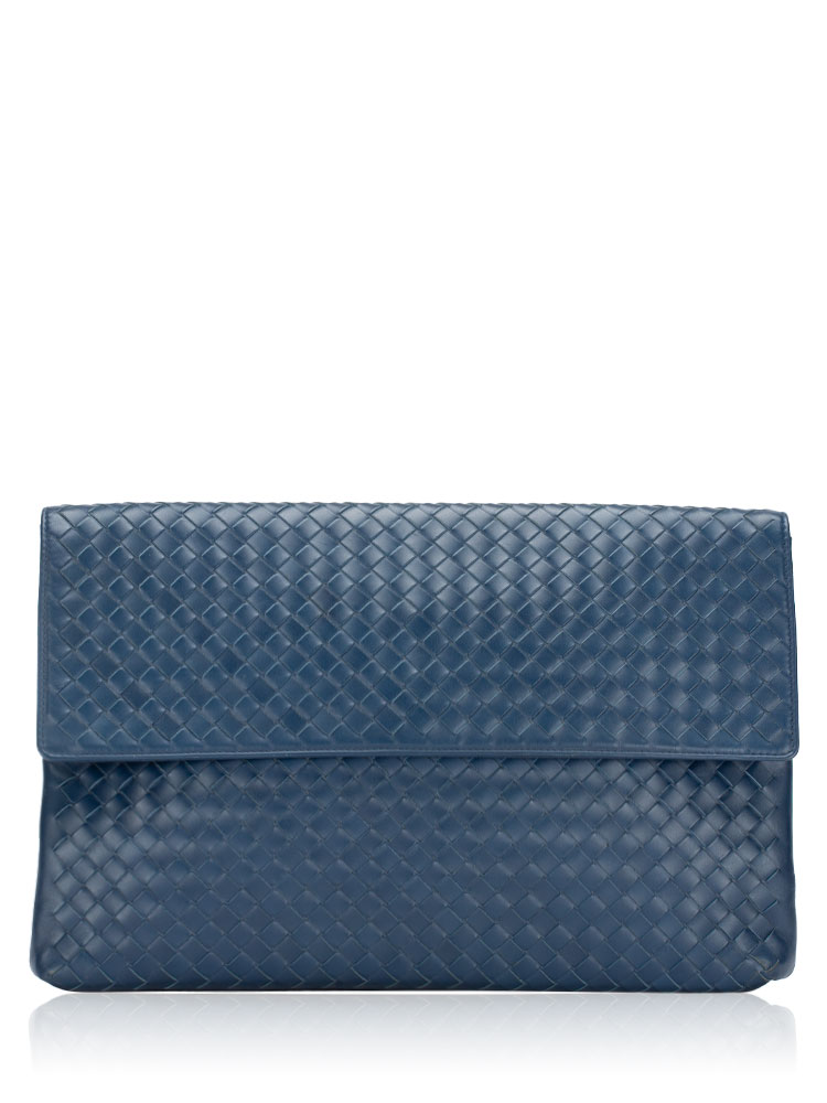 Nappa Intrecciato Flap Pouch Blue