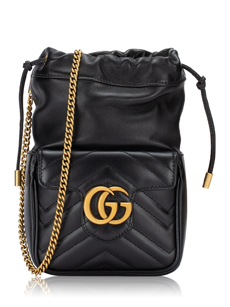 GG Marmont Matelasse Mini Bucket Bag with Pocket Black