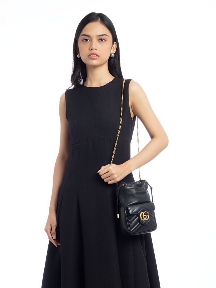 GG Marmont Matelasse Mini Bucket Bag with Pocket Black