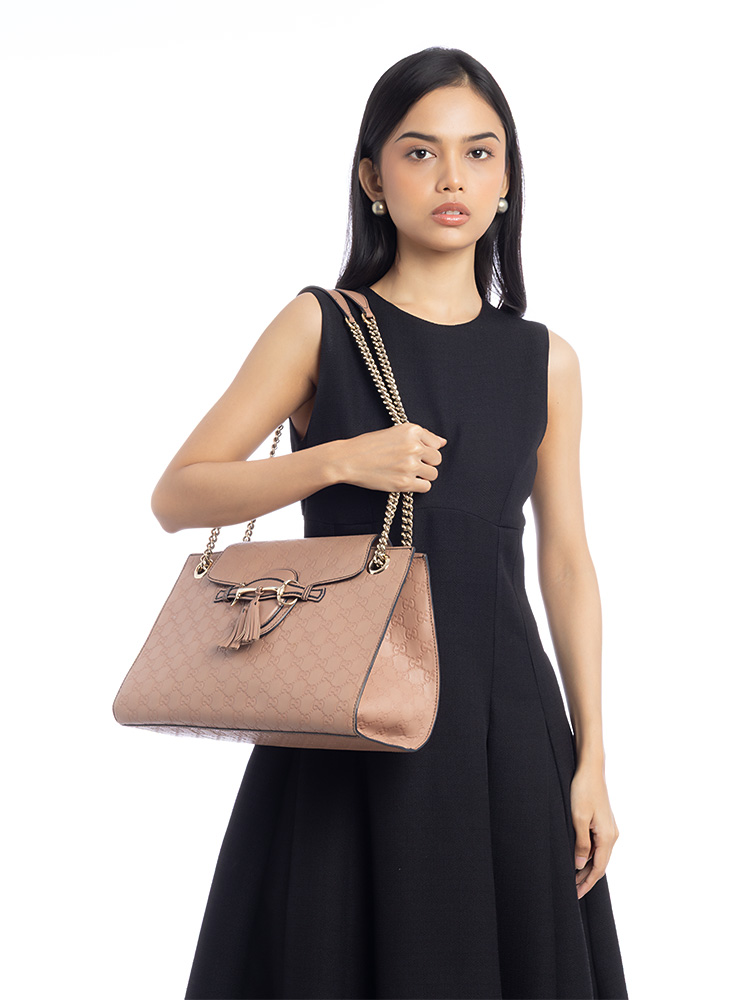 Guccissima Emily Large Shoulder Bag Neutral