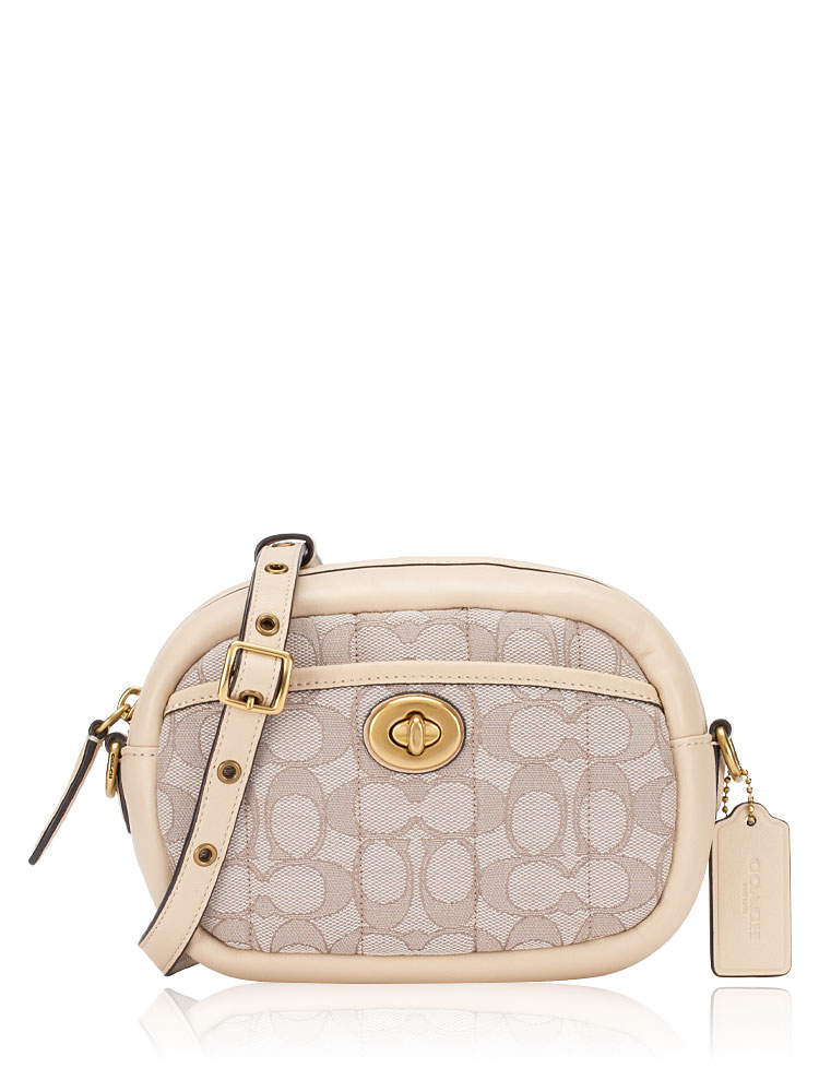 C5275 Signature Jacquard Quilted Small Camera Bag Chalk