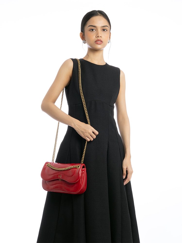 Tina Quilted Chain Crossbody Claret