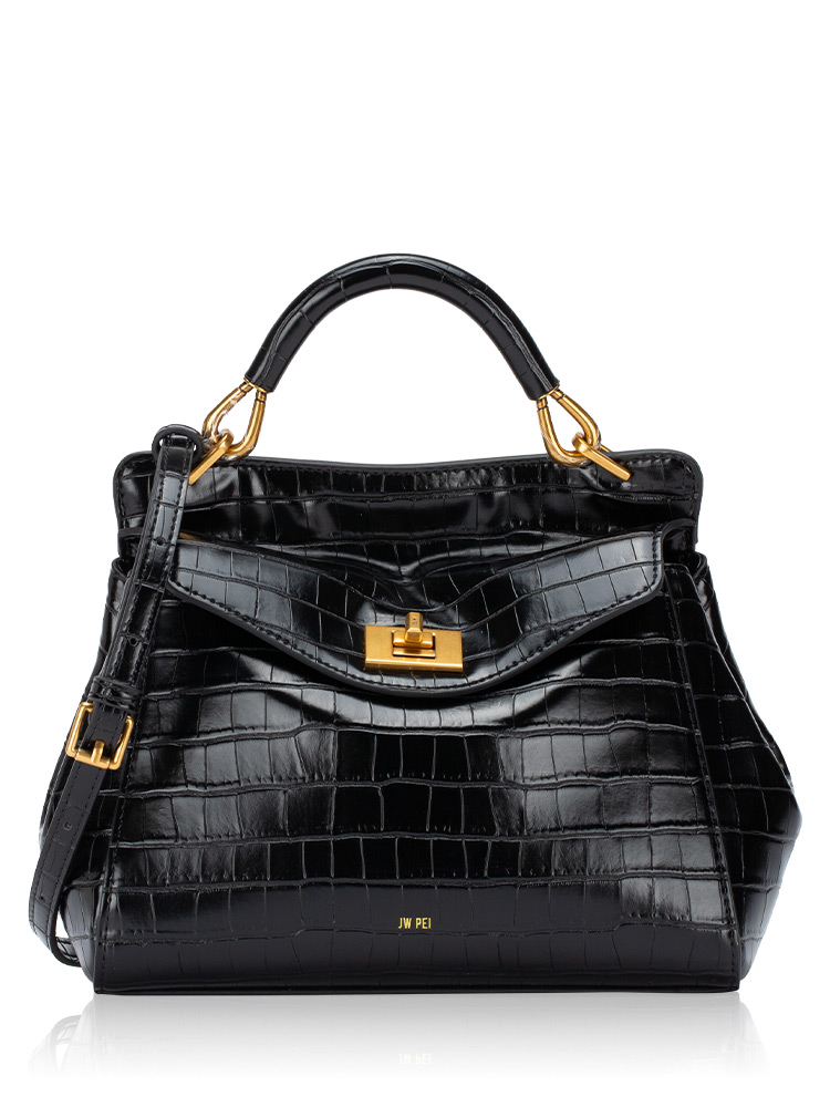 Lucia Croco Classic Top Handbag Black