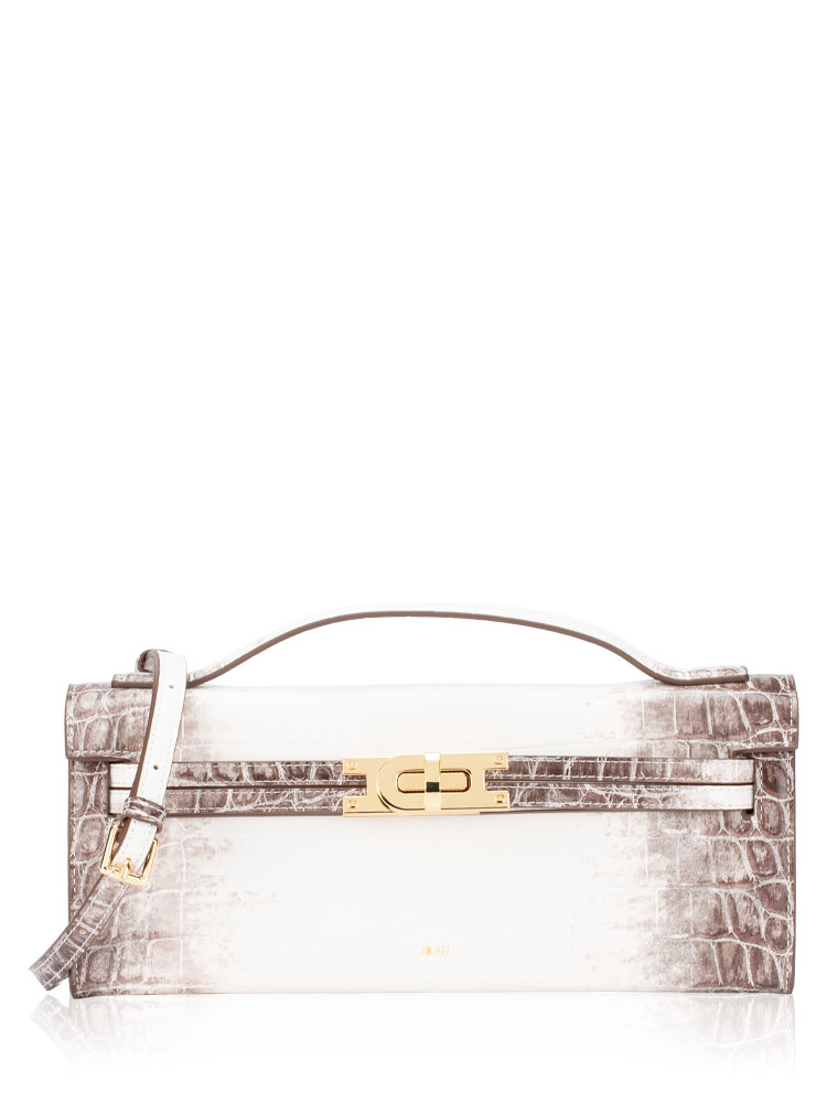 Bria Croco Top Handle Bag White