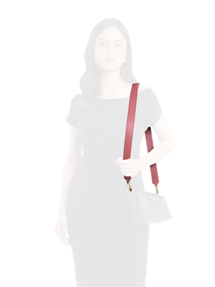 Satin Calfskin Embossed Anagram Strap Plumrose