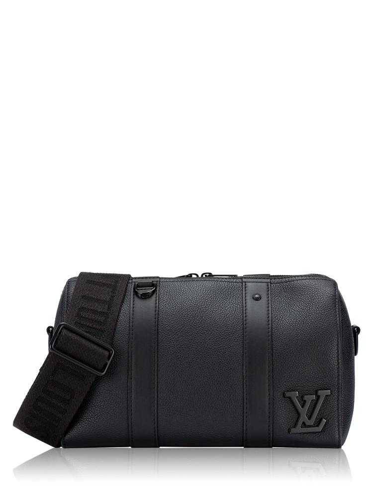 Grained Calfskin Aerogram City Keepall Black