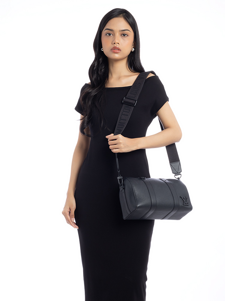 Grained Calfskin Aerogram City Keepall Black
