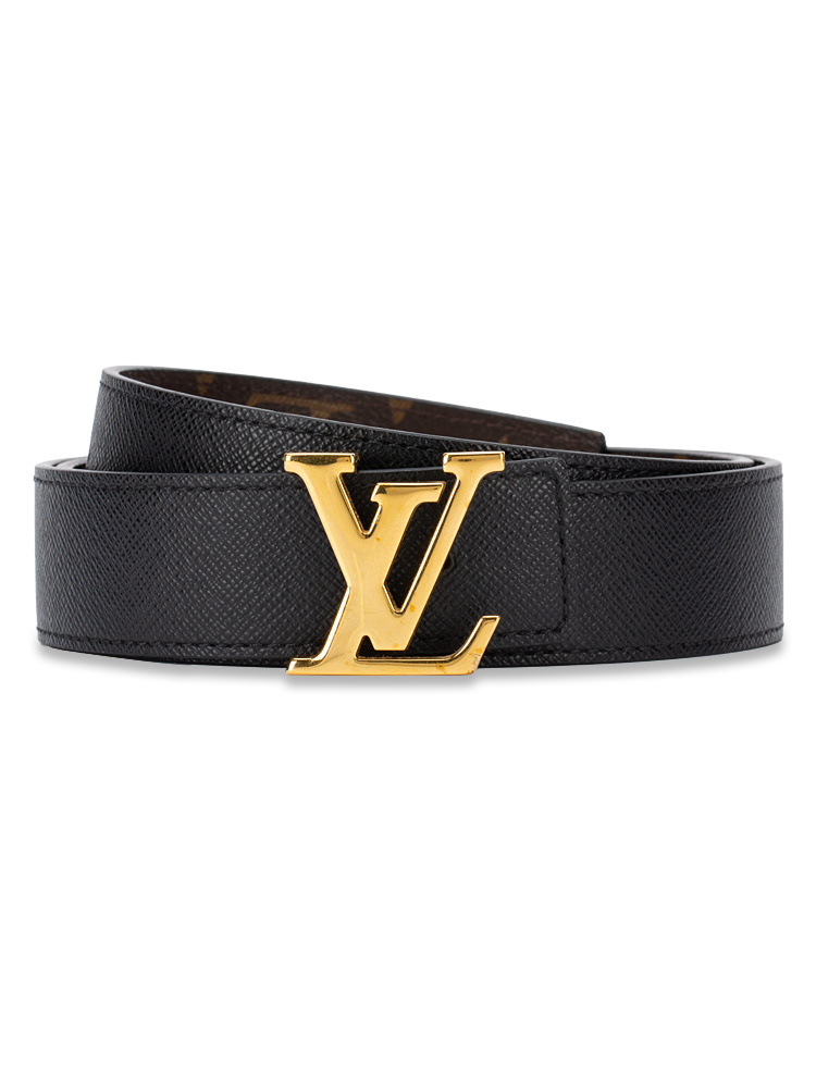 Calfskin Monogram 30mm LV Initiales Reversible Belt Noir Sz 80
