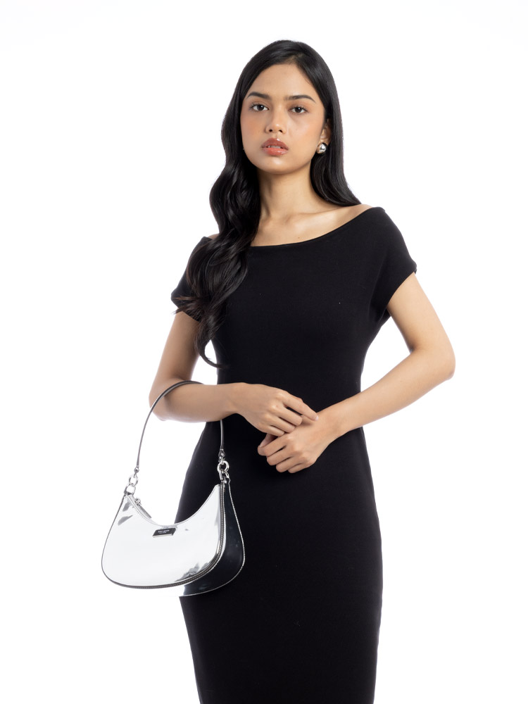 Sam Icon Metallic Convertible Shoulder Bag Silver
