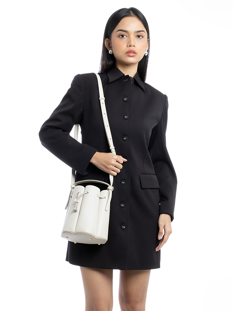 Textured Calfskin Numero Huit Mini Craie