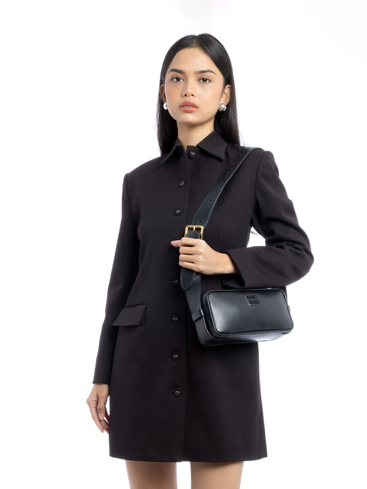 5BC158 Soft Calf Softy Shoulder Bag Nero