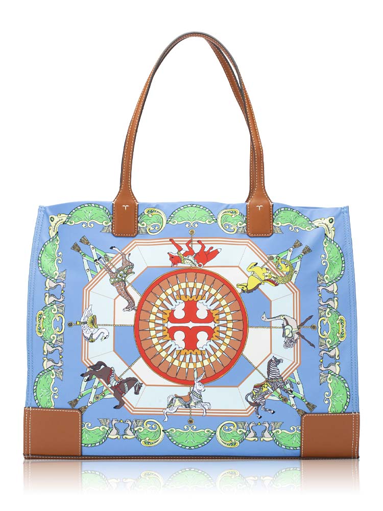 Ella Printed Tote Blue Carousel