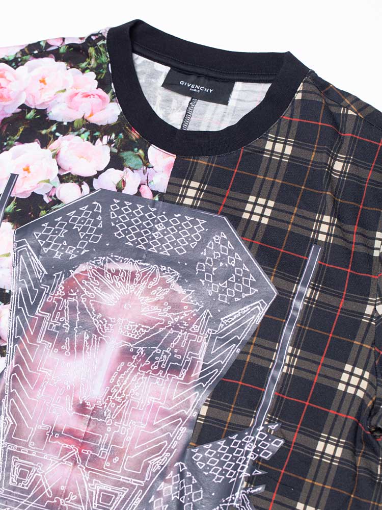 Rose Plaid Madonna Graphic T-shirt Black Sz XS