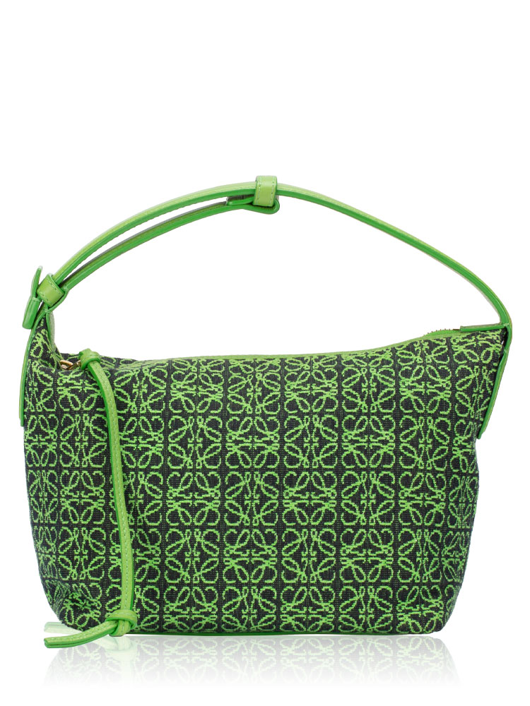 Jacquard Anagram Cubi Small Shoulder Bag Apple Green