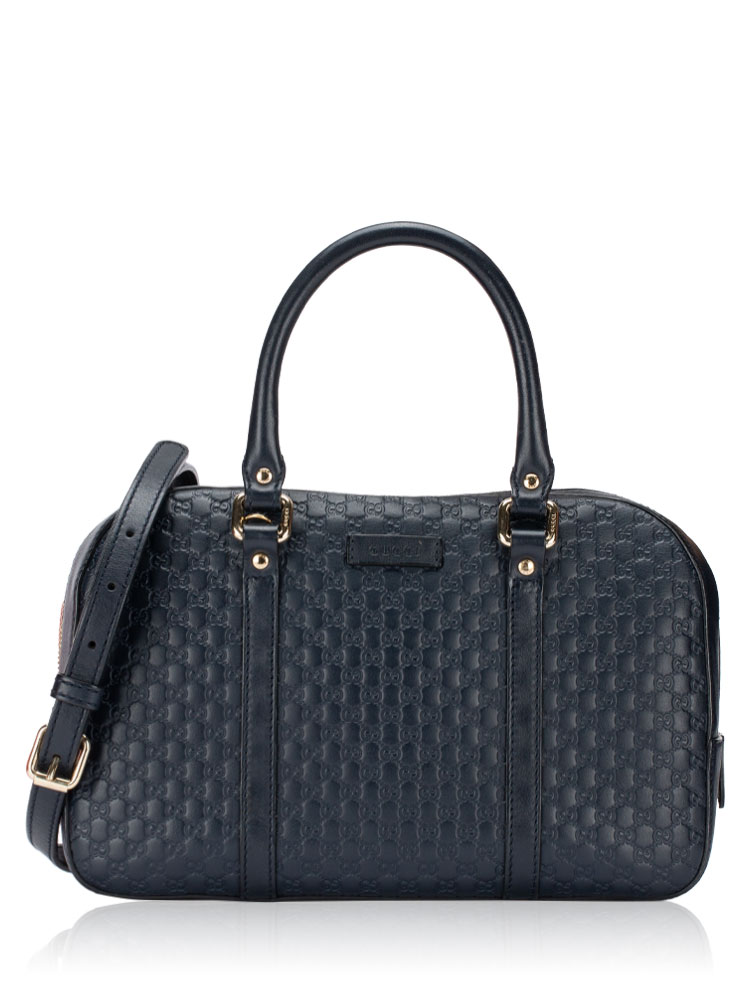 Soft Microguccissima Medium Top Handle Bag Navy