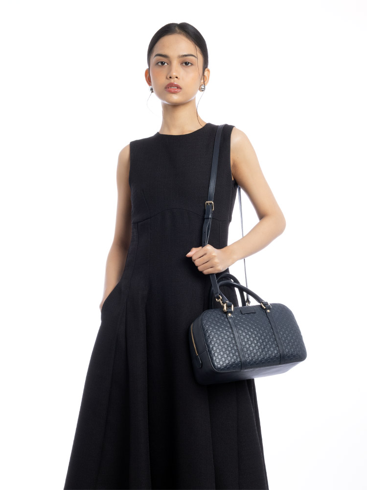 Soft Microguccissima Medium Top Handle Bag Navy