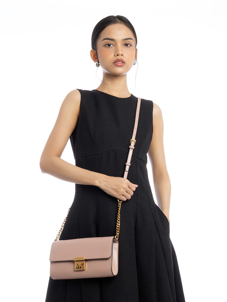 Mindy Leather Crossbody Clutch Fawn