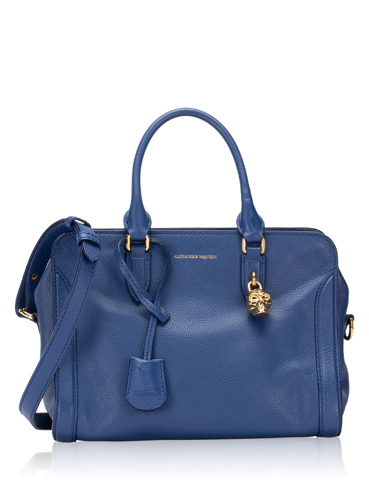 Calfskin Skull Padlock Small Tote Blue