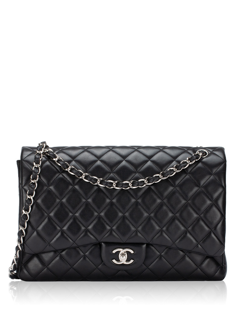 Lambskin Maxi Classic Single Flap Bag Black