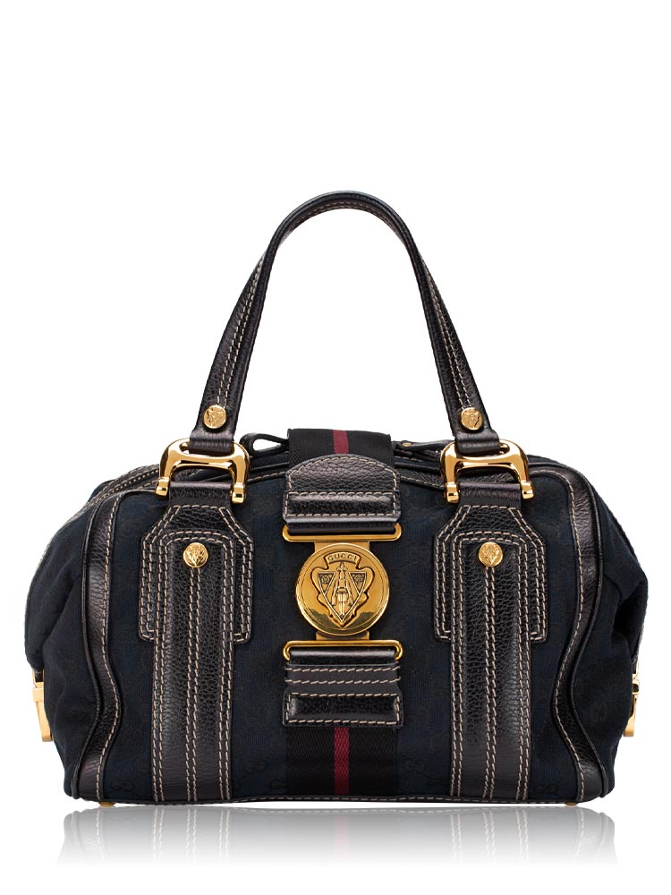 GG Canvas Aviatrix Medium Boston Bag Black