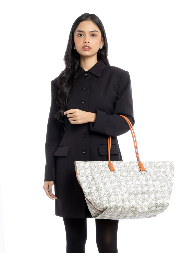 Canvas Basketweave Tote New Ivory
