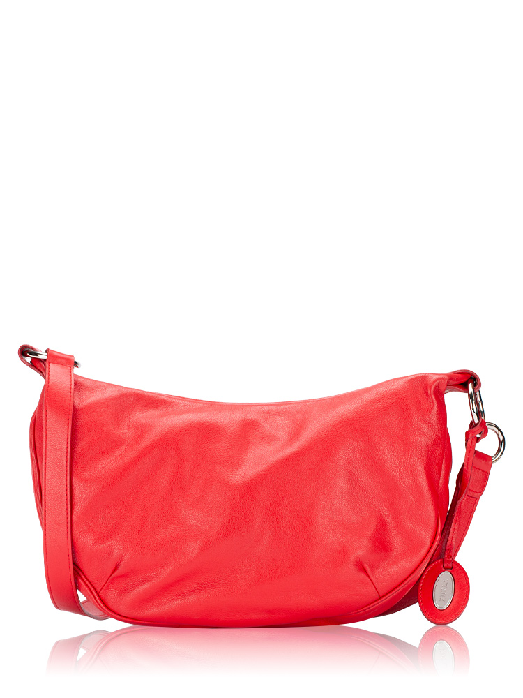 Slouchy Leather Hobo Shoulder Bag Red