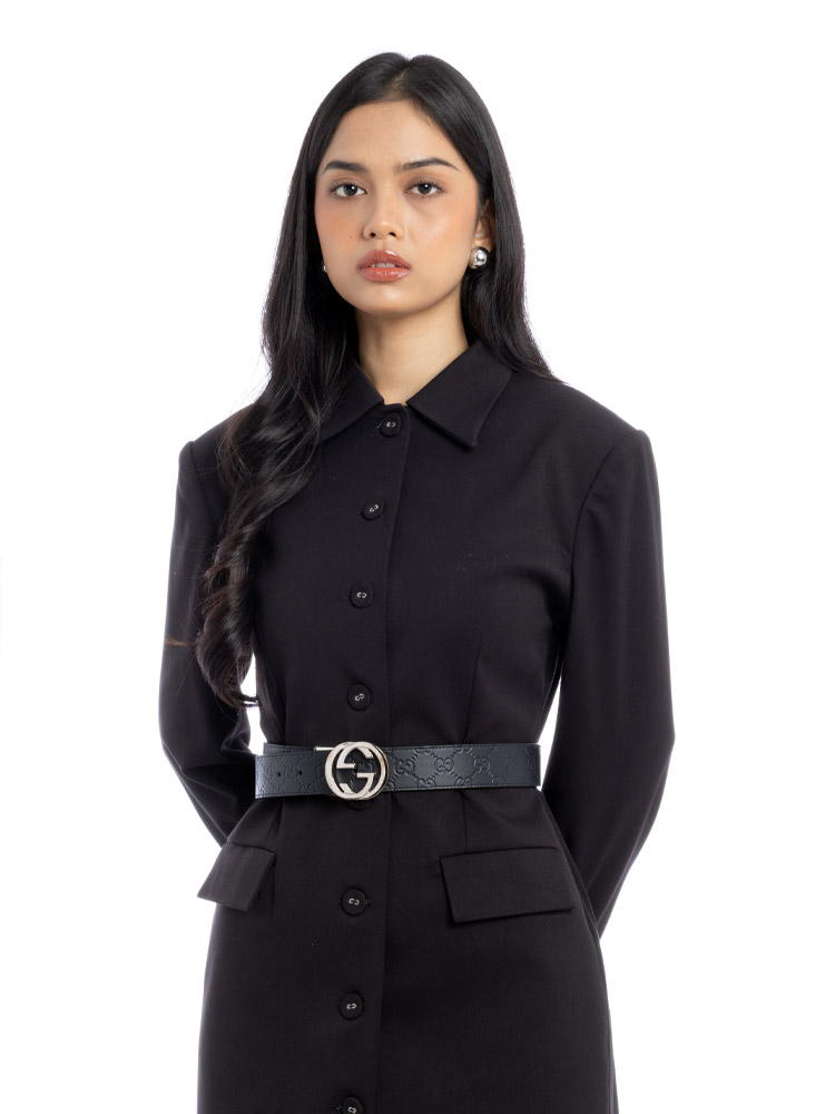 Guccissima Interlocking G Belt Black Sz 90