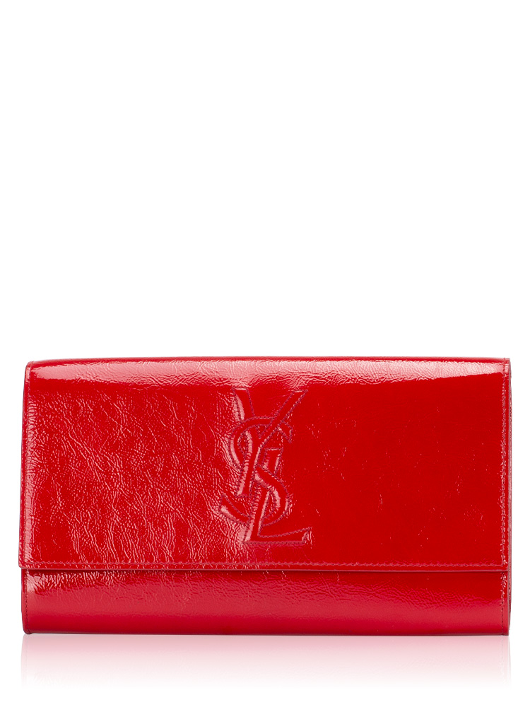 Textured Patent Monogram Belle De Jour Large Clutch Red