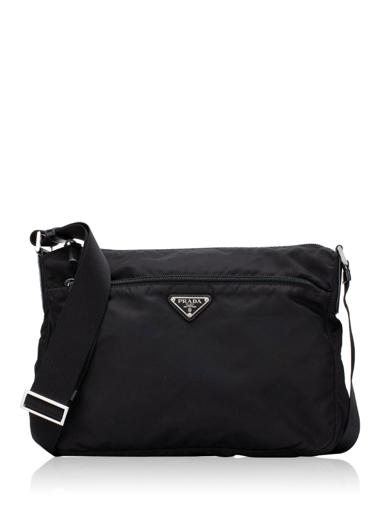 1BC421 Tessuto Saffiano Metal Messenger Nero