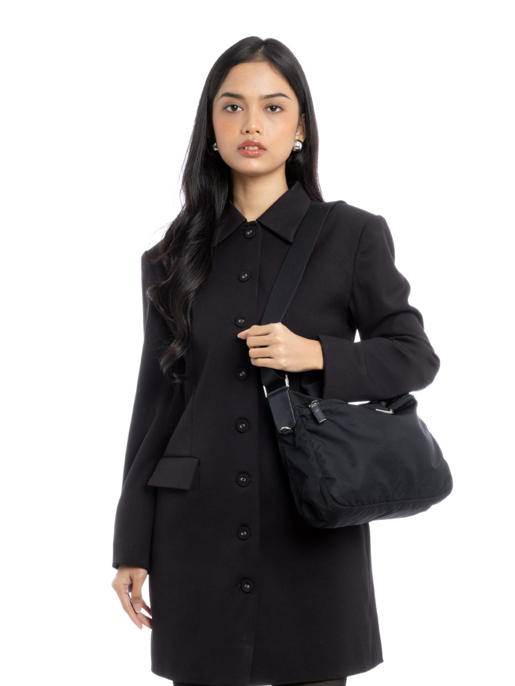 1BC421 Tessuto Saffiano Metal Messenger Nero