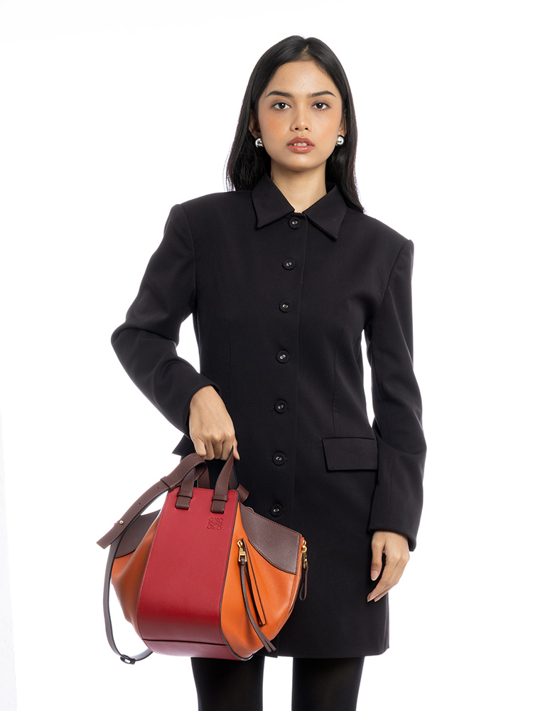 Calfskin Hammock Small Shoulder Bag Ginger Red