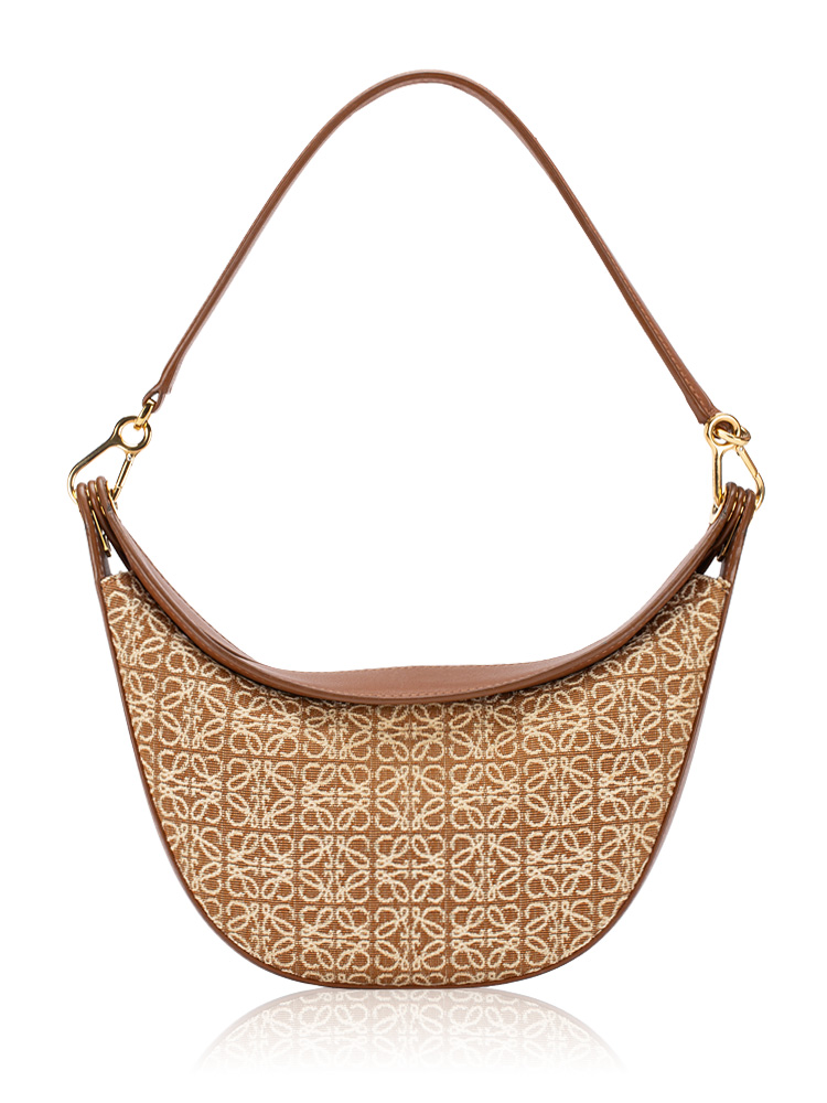 Jacquard Anagram Calfskin Luna Small Hobo Tan Pecan