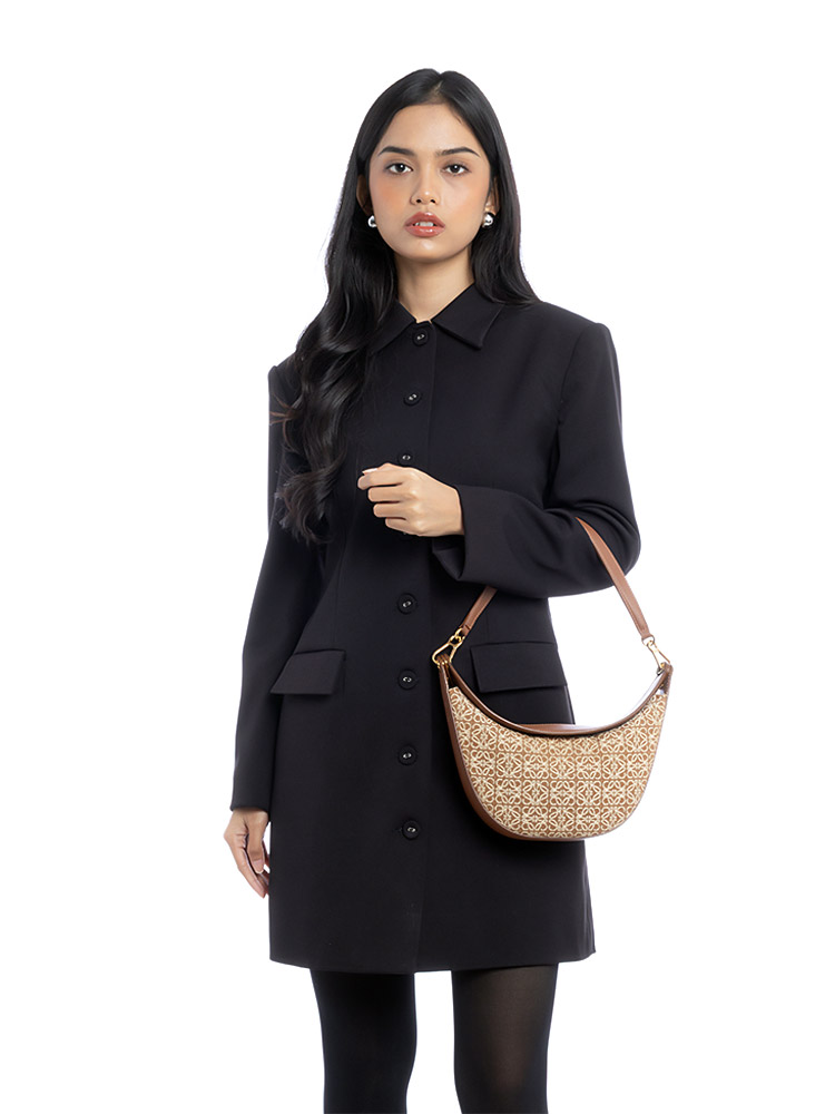 Jacquard Anagram Calfskin Luna Small Hobo Tan Pecan